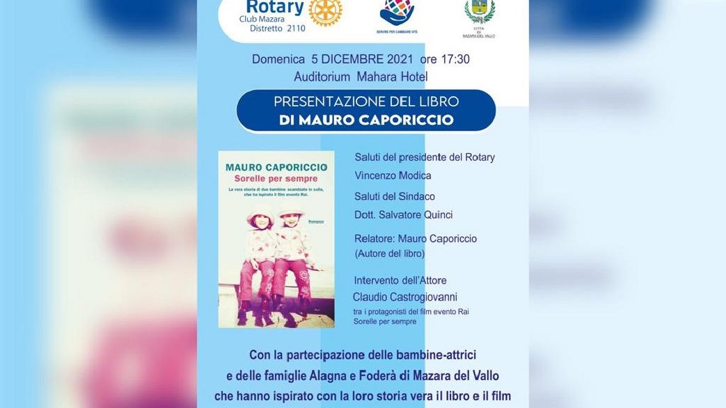 Mazara, presentazione del libro “Sorelle per sempre” di Mauro Caporiccio • Prima Pagina Mazara