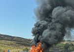 A29, furgone in fiamme all'altezza di Fulgatore, lunghe code in direzione Palermo