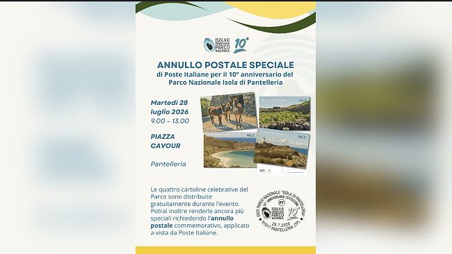 Decennale del Parco Nazionale di Pantelleria: uno speciale annullo postale commemorativo