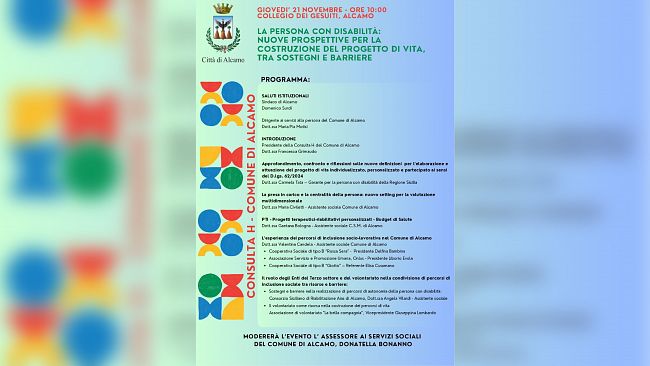 Alcamo, la Consulta H e l’ufficio di servizio sociale presentano un convegno sulla disabilità