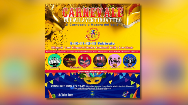 Mazara, al via il Carnevale, gli eventi ed le relative ordinanze del Comune 