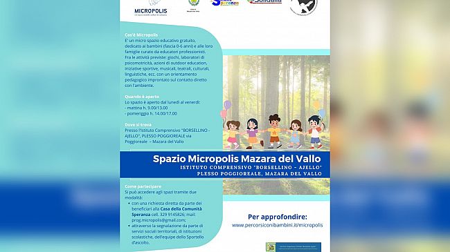 A Mazara l’apertura di uno spazio educativo gratuito dedicato ai minori fino a 6 anni