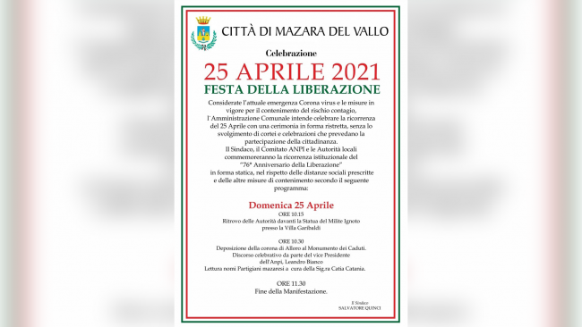 La Città di Mazara del Vallo celebra la Liberazione