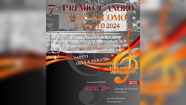 ​Vita, tutto pronto per il “7° Premio canoro Vito Sicomo”
