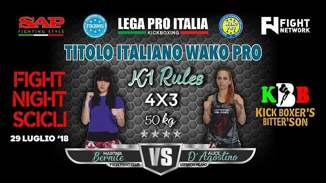 L’atleta della 91026 Fight Club Mazara Martina Bernile a caccia del Titolo Italiano Professionisti Kickboxing