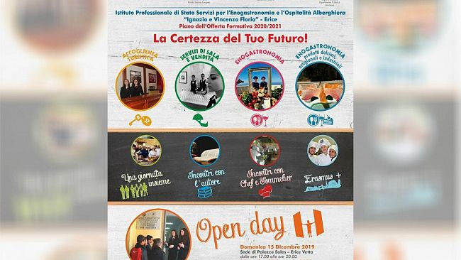 Open day all’Istituto per l’Enogastronomia e l’Ospitalità Alberghiera “I. e V. Florio” di Erice domenica 19 gennaio