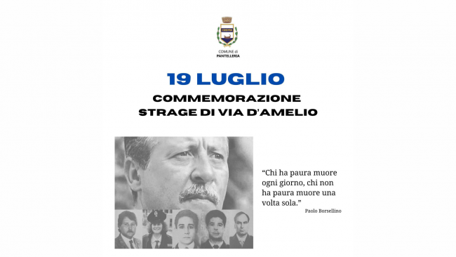 Pantelleria, il 19 luglio la commemorazione della strage di via D'Amelio