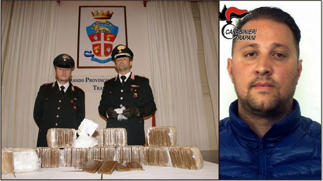 TRAPANI – Duro colpo al traffico di droga. Arrestato con hashish e cocaina, avrebbero fruttato 100mila euro.