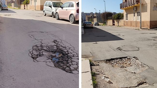 Mazara, cittadini ci segnalano due grosse e pericolose buche nella via Don Lorenzo Milani 