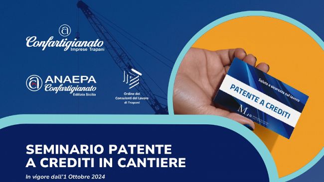 Confartigianato Trapani: seminario dedicato alla Patente a Crediti nei cantieri 
