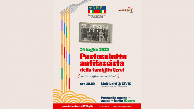 In occasione dell'82° anniversario della caduta del fascismo l'Anpi Mazara organizza 