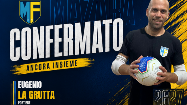 Futsal Mazara, riconfermato il portiere Eugenio La Grutta 