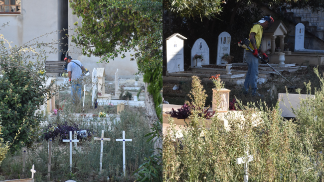 Cimitero comunale di Marsala. Avviata la manutenzione delle aree a verde