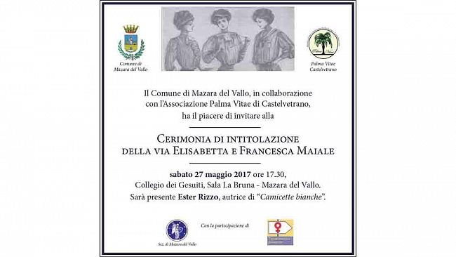 Mazara, cerimonia di intitolazione della via “Elisabetta e Francesca Maiale”