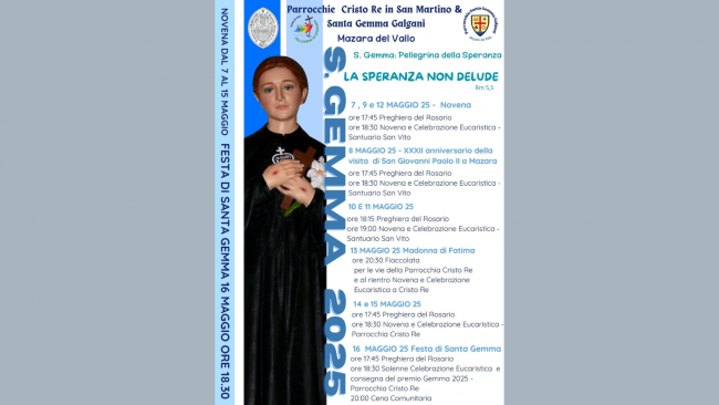 Mazara, da mercoledì i festeggiamenti in onore di Santa Gemma 