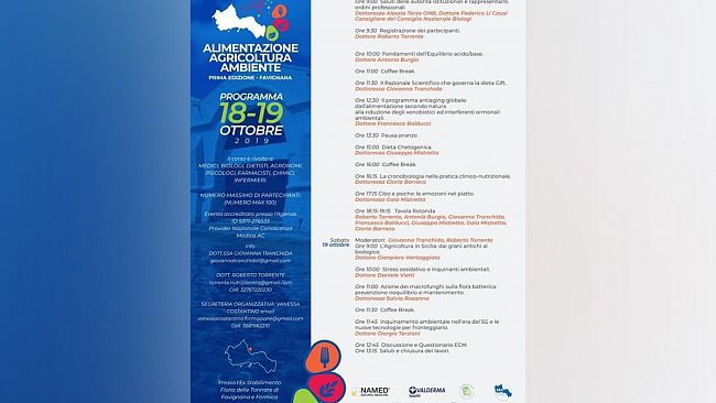 A Favignana il 18 e 19 ottobre la prima edizione del corso “Alimentazione, Agricoltura, Ambiente”