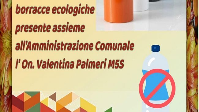 Plastic free: L’amministrazione pentastellata consegnerà le borracce ecologiche agli studenti