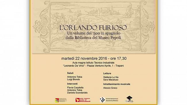 Trapani, al Pepoli si celebra il quinto centenario dell'”Orlando Furioso”