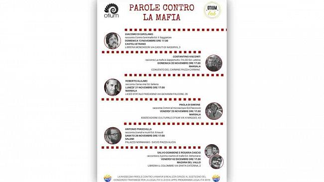 Marsala, rassegna Parole contro la mafia: gli appuntamenti realizzati dall’Associazione Culturale Otium