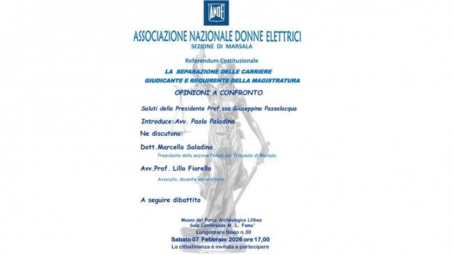 Referendum e Giustizia: l’ANDE Marsala promuove un confronto sulla separazione delle carriere