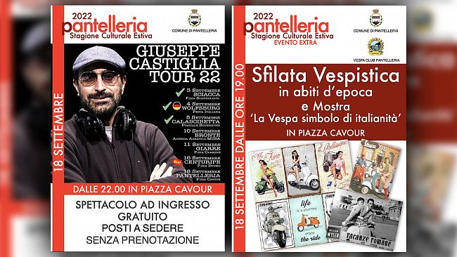 Pantelleria, finale stagione estiva con Vespa Club e lo spettacolo di Castiglia