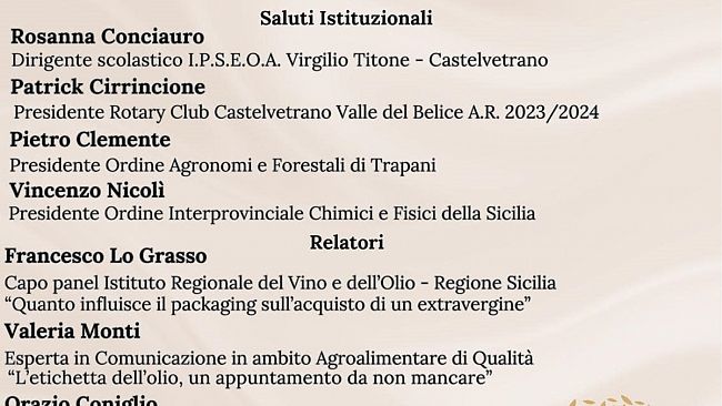 Rotary club Valle del Belice organizza Rotolio all'Alberghiero V. Titone 