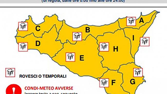 Maltempo in arrivo, prevista allerta arancione per domani