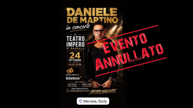Marsala, revoca concessione Teatro Impero per il cantante neomelodico De Martino