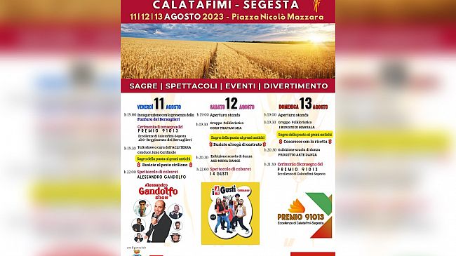 A Calatafimi la 2^ edizione della fiera enogastronomica “I Sapori di Grani Antichi