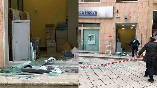 Mazara, clamoroso colpo alla filiale di Banca Nuova: prelevato il bancomat. Danni alla struttura di via San Giuseppe