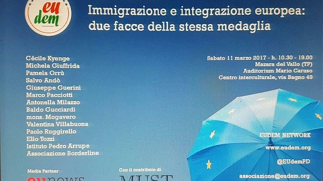 A Mazara l’11 marzo seminario su Immigrazione ed Integrazione Europea organizzato dall’Eudem PD