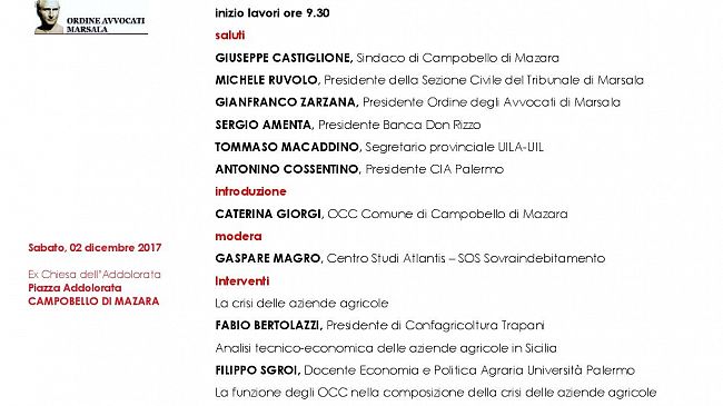 NUOVI STRUMENTI DI ESDEBITAZIONE INCONTRO-DIBATTITO DOMANI A CAMPOBELLO