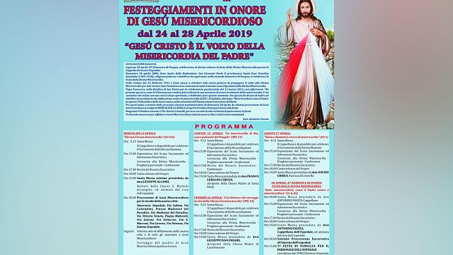 Mazara, dal 24 al 28 aprile i  festeggiamenti in onore di Gesù misericordioso