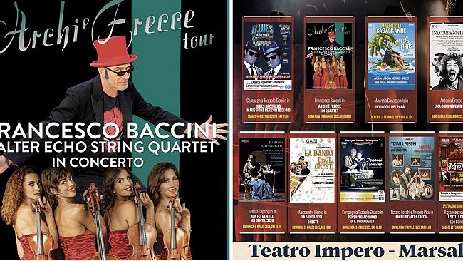 Marsala. Francesco Baccini e le Alter Echo String Quartet in concerto nella “XVII Rassegna Lo Stagnone”