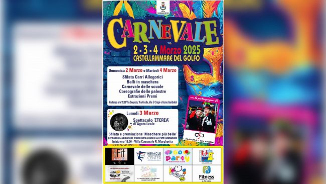Grande attesa per il carnevale a Castellammare del Golfo: sfilata dei carri allegorici domenica 2 e martedì 4 marzo