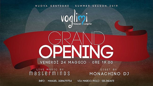Stasera grand opening del Voglimi a Marinella di Selinunte