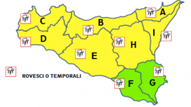 Allerta gialla per domani in Provincia di Trapani
