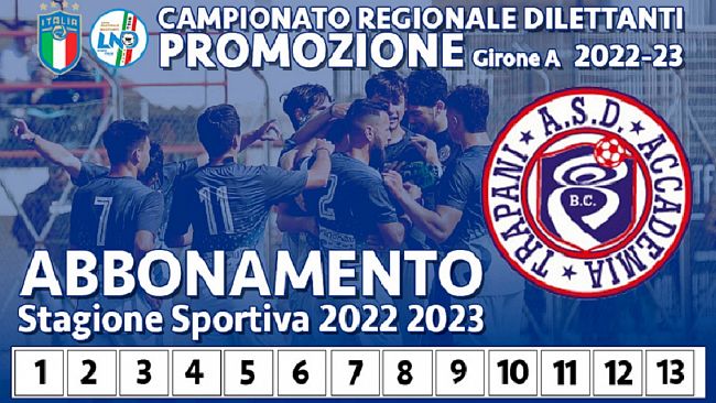 Asd Accademia Trapani: aperta la campagna abbonamenti 2022/23