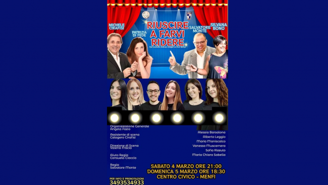 Menfi, sará messa in scena la commedia “Riuscire a farvi ridere”