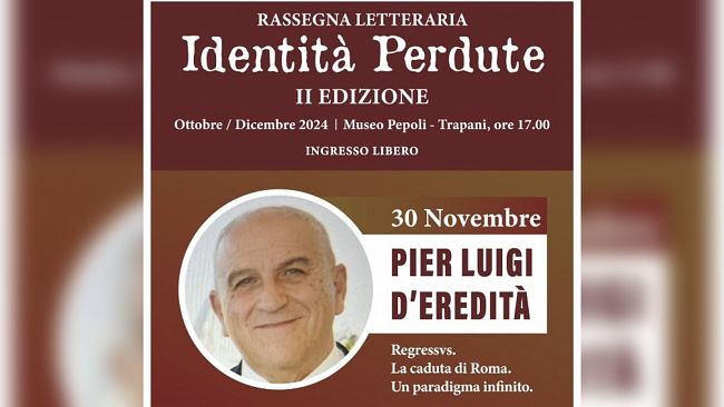 Trapani, “Identità perdute”: sabato l'incontro con Pier Luigi D’Eredità 