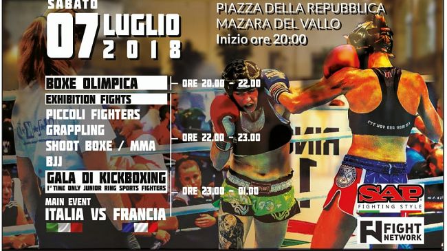 Questa sera in piazza della Repubblica sarà grande kickboxing con il 91026 Fight Show 3, cadets and juniors