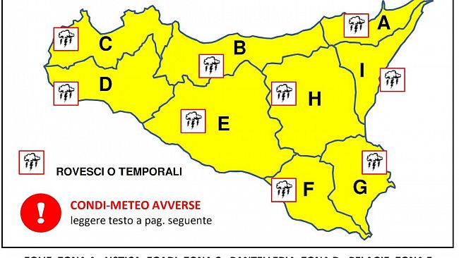 Trapani, emessa allerta meteo gialla per domani 21 aprile