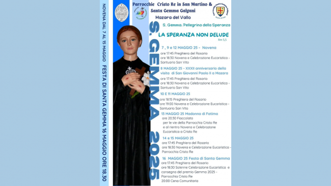 Mazara, conclusione dei festeggiamenti in onore di Santa Gemma 