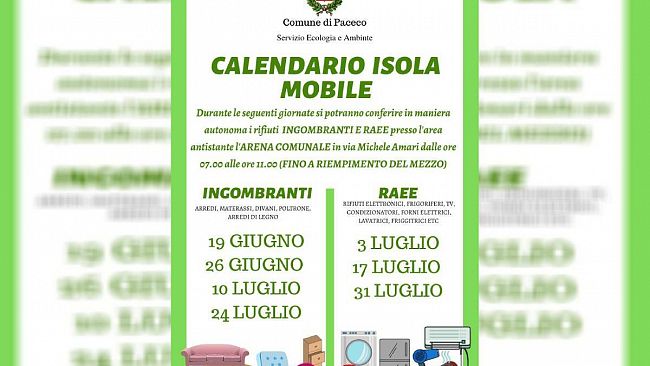 Paceco, da domani in funzione un’isola mobile per rifiuti ingombranti ed elettronici