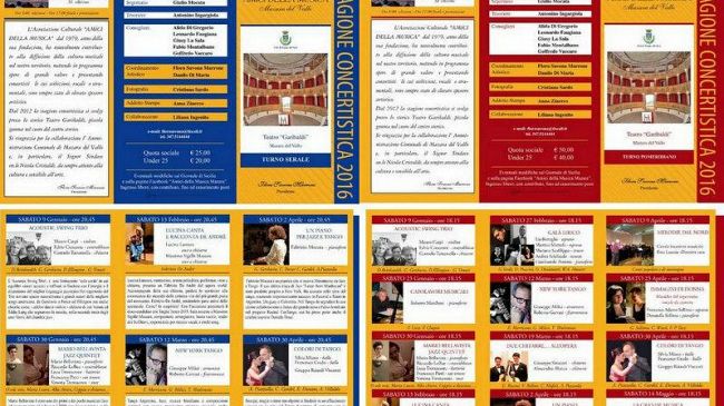 38^ Stagione concertistica. Al Teatro Garibaldi dal 09 Gennaio 2016