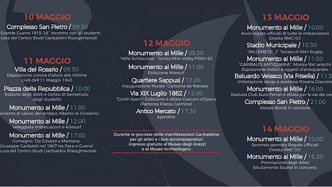 Marsala, “Manifestazioni Garibaldine”: regate, convegni, mostre, concerti