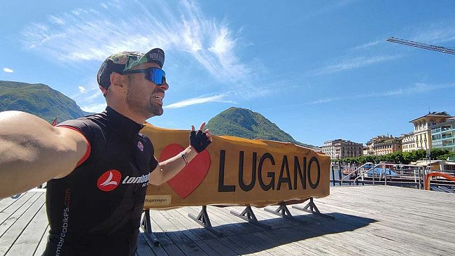 Traguardo raggiunto! Giuseppe Bica è arrivato a Lugano in sella alla sua bici