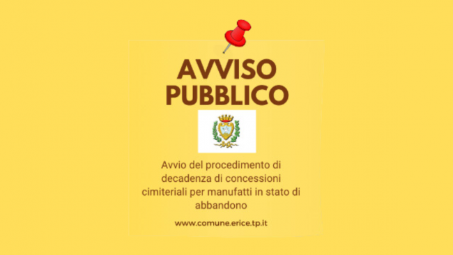Loculi in abbandono al cimitero di Erice: avviso per la decadenza