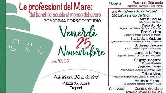 Trapani, otto borse di studio per i diplomati del Nautico