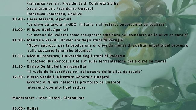 La Filiera delle olive da tavola tra produzione e mercato in un convegno al Selinus